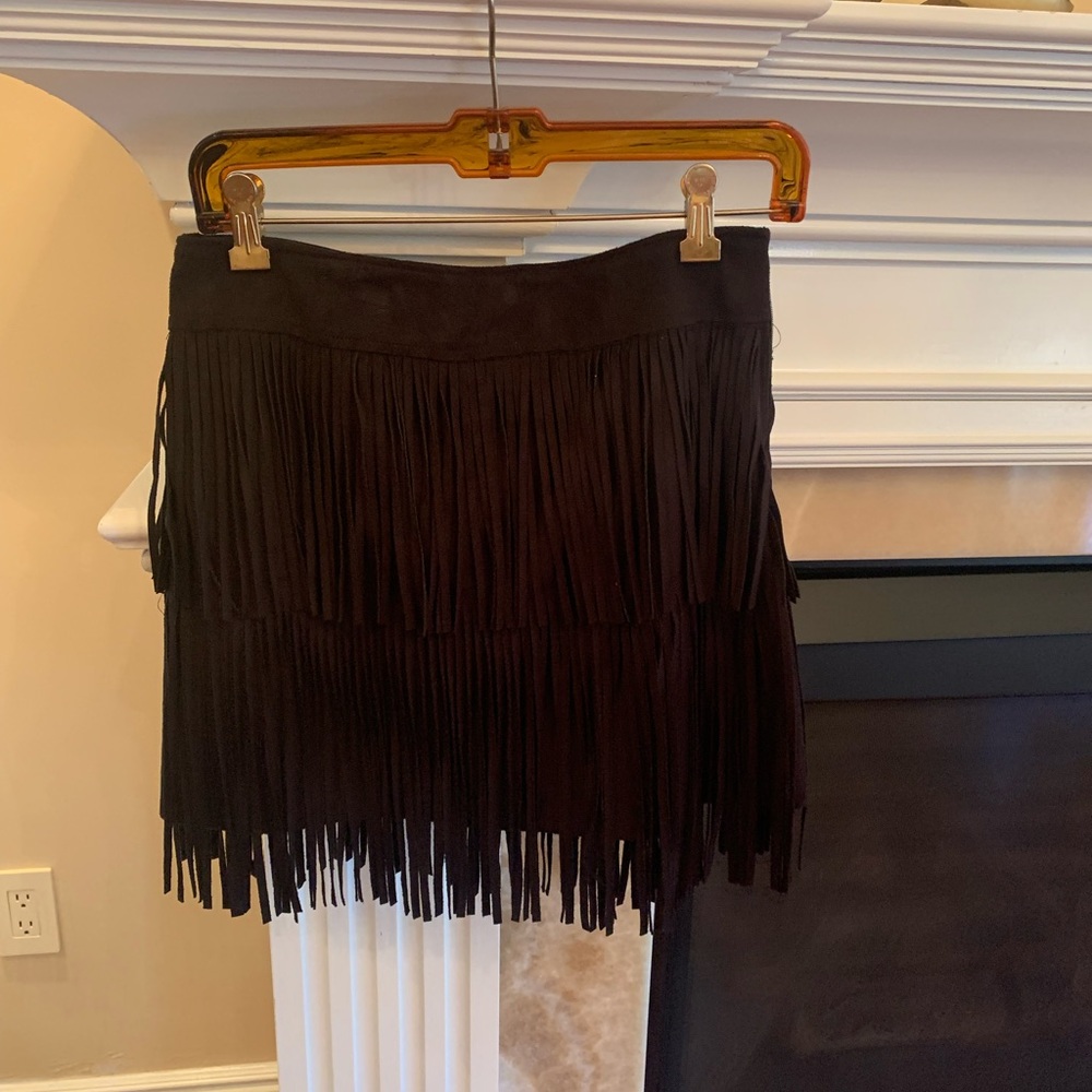 Fringe suede skirt